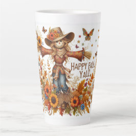 Happy Fall Ya'll Scarecrow und Herbstblätter Milchtasse