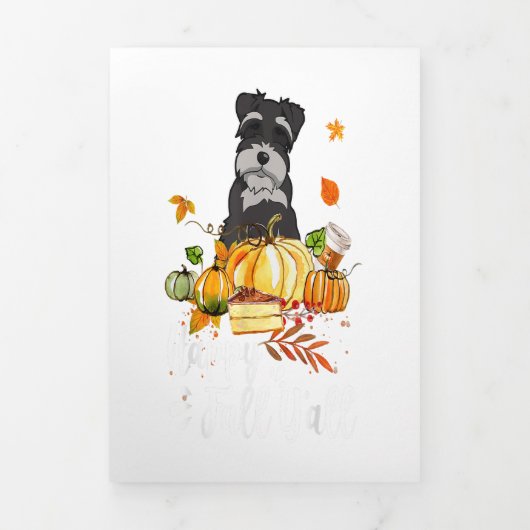 Happy Fall Yall Schnauzer Dog Erntedank Dreifach Gefaltete Ankündigung (Cover)