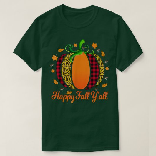 Happy Fall Y'all Shirt Frauen Pumpkin Leopard (Design vorne)