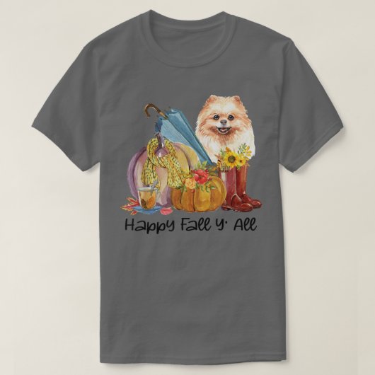 Happy Fall Yall Spitz Dog Lover Pumpkin Vielen Dan T-Shirt (Design vorne)