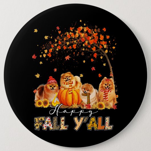 Happy Fall Yall Spitz Herbst Lover Pumpkins H Button (Vorderseite)