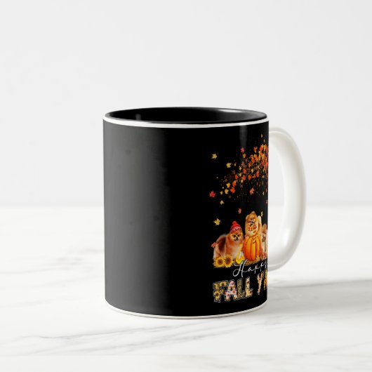 Happy Fall Yall Spitz Herbst Lover Pumpkins H Zweifarbige Tasse (VorderseiteRechts)