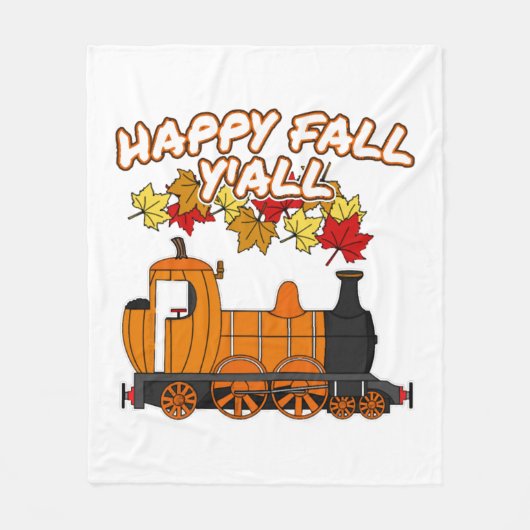 Happy Fall Y'All Steam Train Pumpkin Bahn Fleecedecke (Vorderseite)