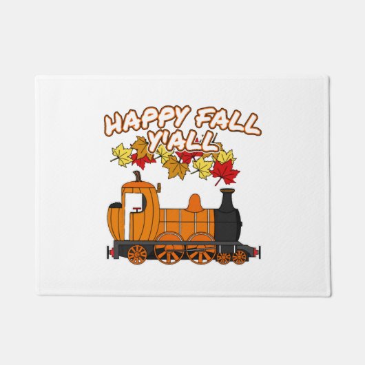 Happy Fall Y'All Steam Train Pumpkin Bahn Fußmatte (Vorderseite)