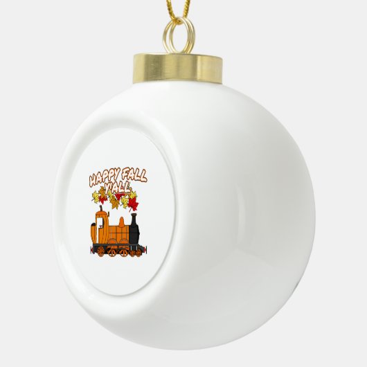 Happy Fall Y'All Steam Train Pumpkin Bahn Keramik Kugel-Ornament (Rechts)