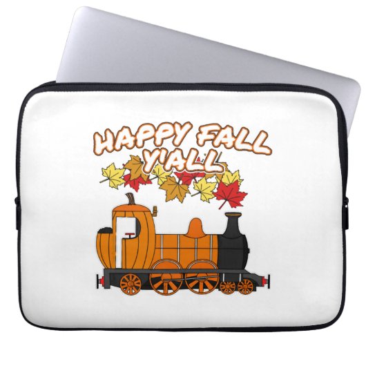 Happy Fall Y'All Steam Train Pumpkin Bahn Laptopschutzhülle (Vorderseite)