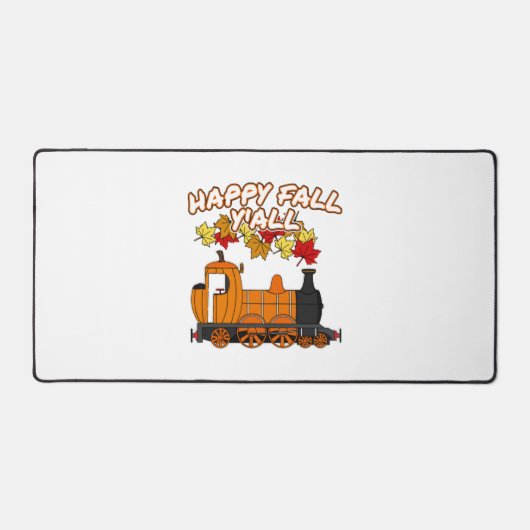 Happy Fall Y'All Steam Train Pumpkin Bahn Schreibtischunterlage (Vorderseite)