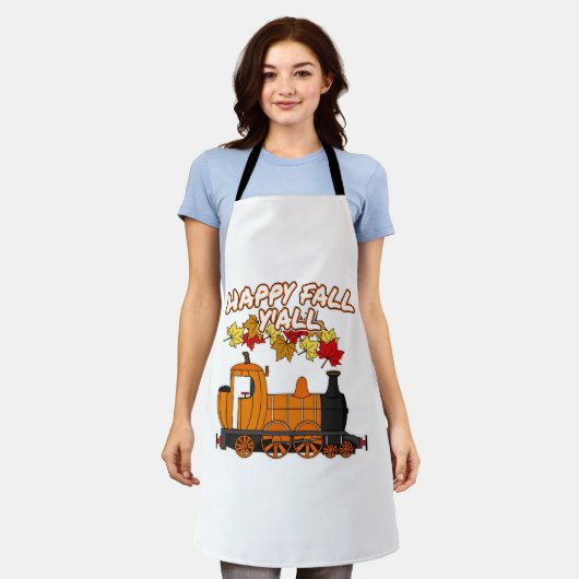 Happy Fall Y'All Steam Train Pumpkin Bahn Schürze (Getragen)
