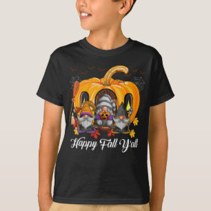 Happy Fall Y'all Team Gnome Pumpkin Autumn Gnomes T-Shirt