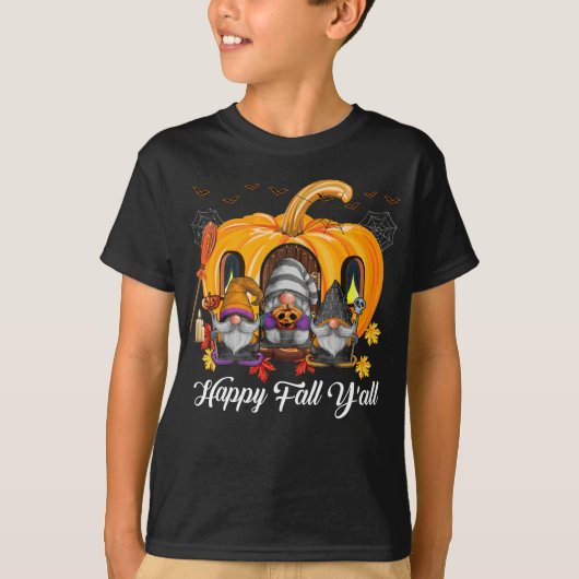 Happy Fall Y'all Team Gnome Pumpkin Autumn Gnomes T-Shirt (Vorderseite)