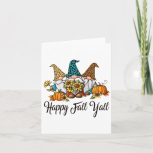 Happy Fall Yall Three Gnomen Leopard Sunflower Gif Karte