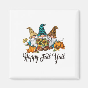 Happy Fall Yall Three Gnomen Leopard Sunflower Gif Magnet