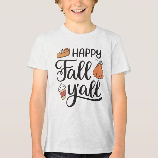 Happy Fall Y'all Tri-Blend Shirt (Vorderseite)