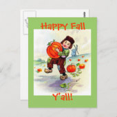 Happy Fall Y'all Vintage Postkarte (Vorne/Hinten)
