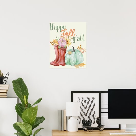 Happy Fall Y'all Wall Art Deco Poster (Heimbüro)