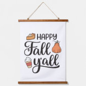 Happy Fall Y'all Wandteppich Mit Holzrahmen (Vorderseite)
