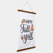 Happy Fall Y'all Wandteppich Mit Holzrahmen (Gewinkelt)
