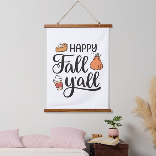 Happy Fall Y'all Wandteppich Mit Holzrahmen (Schlafzimmer)