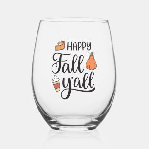 Happy Fall Y'all Weinglas Ohne Stiel