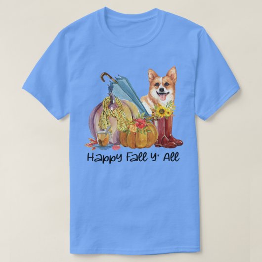 Happy Fall Yall Welsh Corgi Dog Lover Pumpkin Than T-Shirt (Design vorne)
