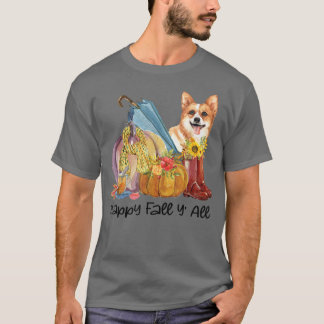 Happy Fall Yall Welsh Corgi Dog Lover Pumpkin Than T-Shirt