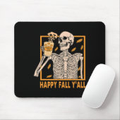 Happy Fall Yall Women Halloween Skeleton Pumpkin Mousepad (Mit Mouse)