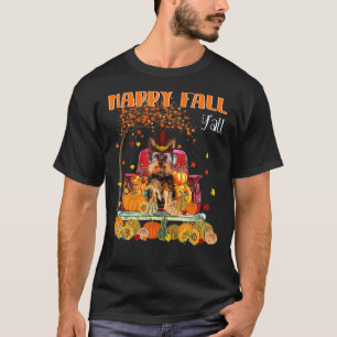 Happy Fall Y'all Yorkie Dog auf Lkw Pumpkin Fall T-Shirt