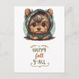 Happy Fall Y'all Yorkshire Terrier Autumn Hoodie Feiertagspostkarte