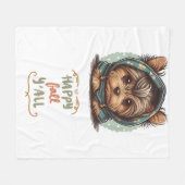 Happy Fall Y'all Yorkshire Terrier Autumn Hoodie Fleecedecke (Vorderseite (Horizontal))