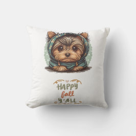 Happy Fall Y'all Yorkshire Terrier Autumn Hoodie Kissen