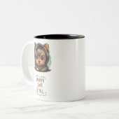 Happy Fall Y'all Yorkshire Terrier Autumn Hoodie Zweifarbige Tasse (Vorderseite Links)