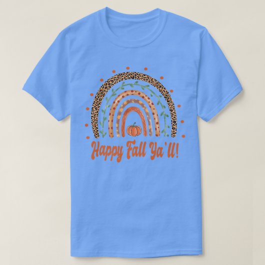 Happy Fall YallHerbst Herbst Boho RainbowLeopard T-Shirt (Design vorne)