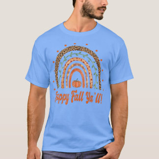 Happy Fall YallHerbst Herbst Boho RainbowLeopard T-Shirt
