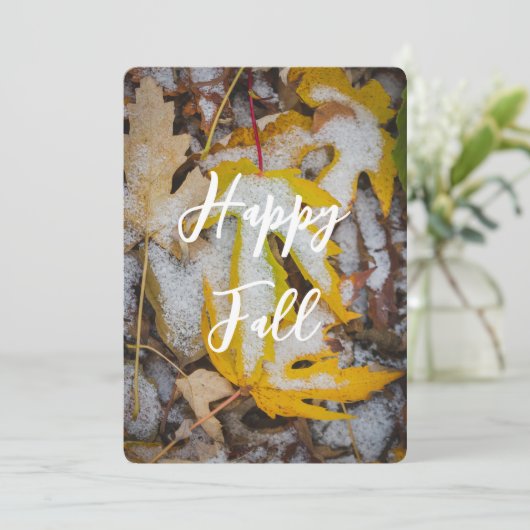 Happy Fall Yellow Leaves Karte (Stehend Vorderseite)