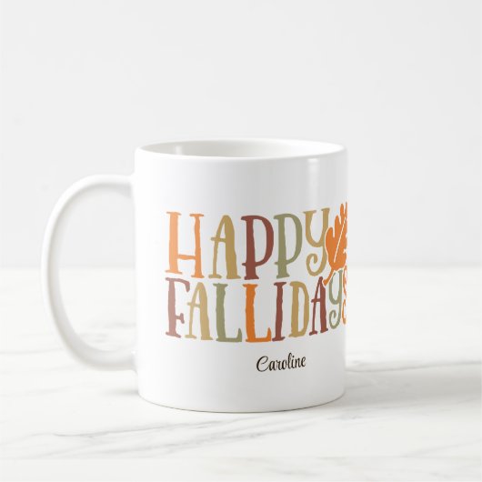 Happy FALLidays Niedlicher farbenfroher Individuel Kaffeetasse (Links)