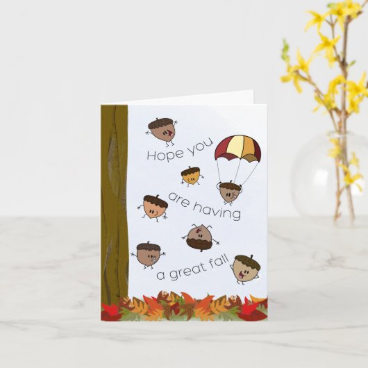 Happy Falling Acorns Karte (Gelbe Blume)