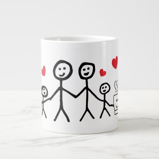 Happy Family Coffee Funny Meme Jumbo-Tasse (Vorderseite)