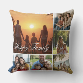 Happy Family Custom Collage Throw Pillow Kissen
