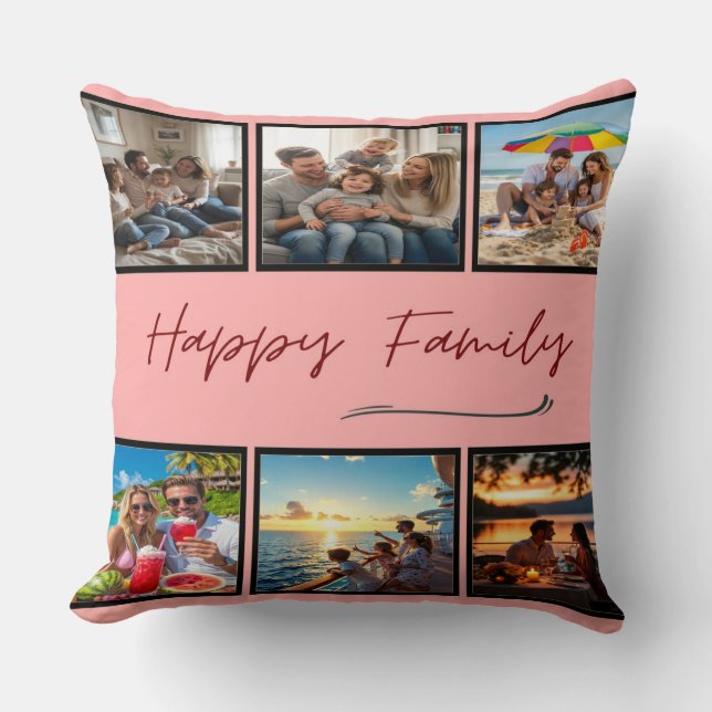 Happy Family Custom Photo Collage Kissen (Vorderseite)