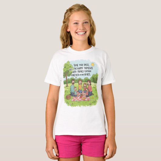 Happy Family Erinnerungen Doodle T - Shirt (Vorne ganz)