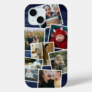 Happy Family Foto Collage Blue Wood Case-Mate iPhone Hülle
