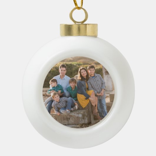 Happy Family Foto Keramik Kugel-Ornament (Vorderseite)