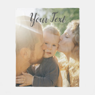 Happy Family Kiss Personalisiertes Foto Fleecedecke