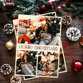 Happy Family mit Hunde Weihnachtskarte Einladung