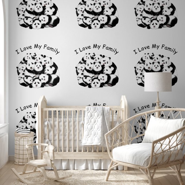 Happy Family Panda Custom Text Funny Tapete (Kinder)