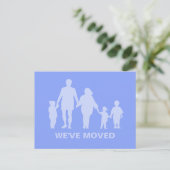 Happy Family Soft Blue New Zuhause Moving Postcard Postkarte (Stehend Vorderseite)