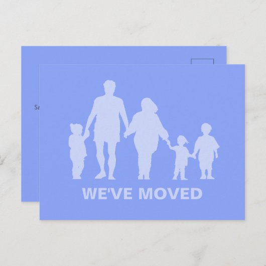 Happy Family Soft Blue New Zuhause Moving Postcard Postkarte (Vorne/Hinten)
