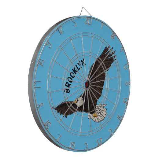 Happy-Fan Glatze Cartoon Illustration Dartscheibe (Vorderseite Links)