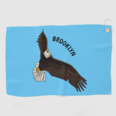 Happy-Fan Glatze Cartoon Illustration Golfhandtuch (Horizontal)