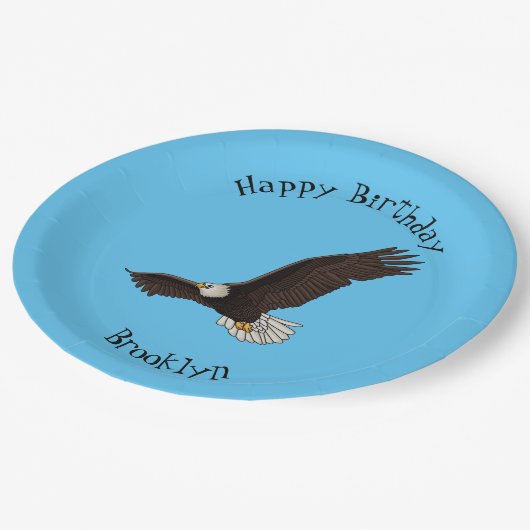 Happy-Fan Glatze Cartoon Illustration Pappteller (Schrägansicht)